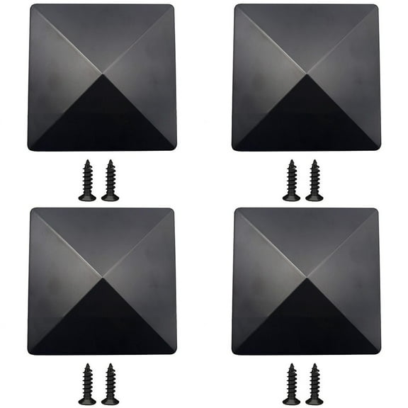 Fence Post Cap with Pre-Drilled Holes Black Plastic Pyramid for 4x4 inches Posts