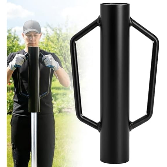 Fence Post Driver, 17 LBS Heavy Duty Hand Post Pounder with Handles for Metal U Posts, T Posts, Garden Wooden Fence, Black$$Garden & Patio