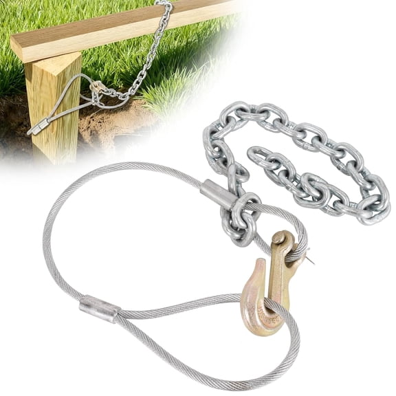 Post Puller Tool Galvanized Cable & Chain, Extracts 44 Posts w/ Jack or Lever
