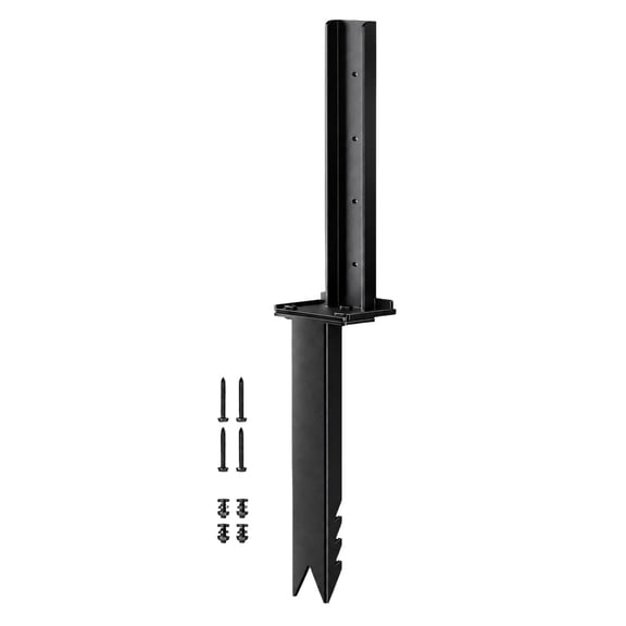 Fence Post Repair Bracket Metal Ground Driven Support Frame with Adjustable Hole Channel for Outdoor Reinforcement
