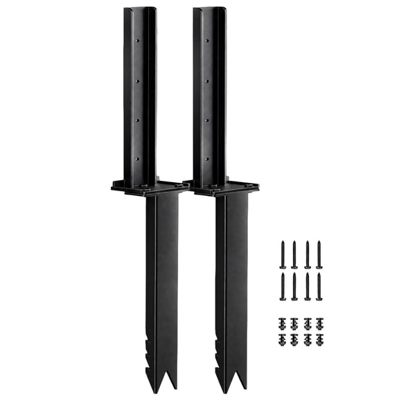 Fence Post Repair Bracket Metal Ground Driven Support Frame with Adjustable Hole Channel for Outdoor Reinforcement