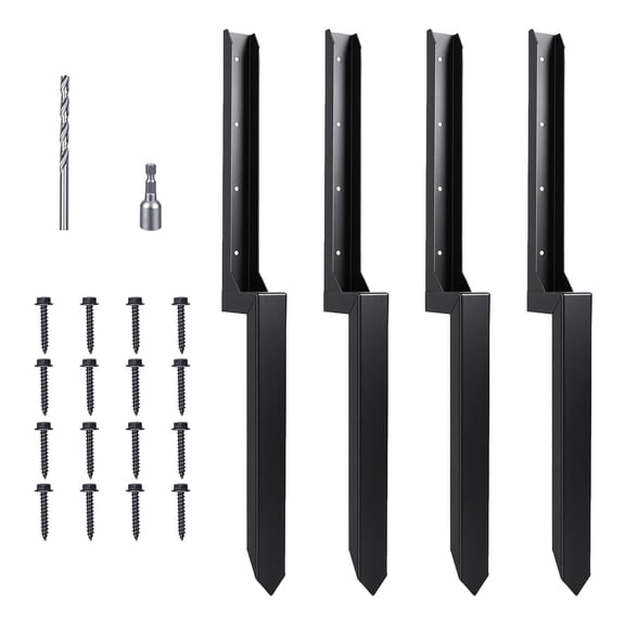 Fence Post Repair Kit, Includes Heavy Duty Fence Posts Repair Stakes, Steel Ground Spikes for Repairing Broken or Tilted Wooden Posts in Yards Farms