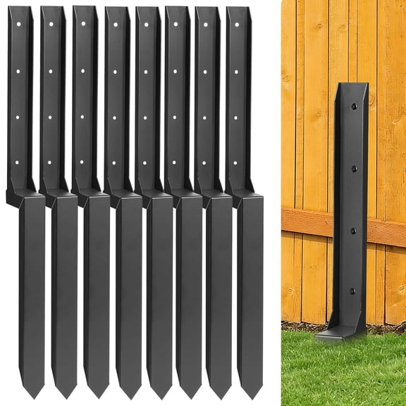 Fence Post Repair Kit - Quick Fix Broken/Leaning 4x4/6x6 Wood Posts Support with One-Piece Steel Anchor & Stakes（8-Pack）