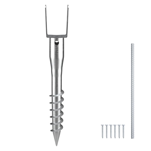 Fence Post Spike for 3.5" Timber, Thickened Hard Steel, Corrosion-Resistant Powder Coating, Spiral Bottom, Easy Ground Installation for Fencing