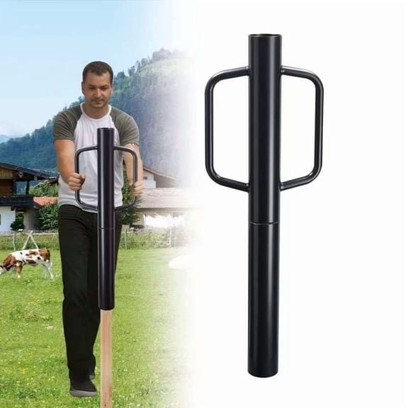 FENHRTVM Fence Post Driver 22 LB Heavy Duty Black Post Pounde with Handle for U Fence Post Wooden Post