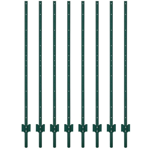Fence Posts, 3/4/5/6/7FT Sturdy Duty Metal Fence Post, No Dig Garden U Post for Wire Fencing Steel Post for Yard, Outdoor Wire