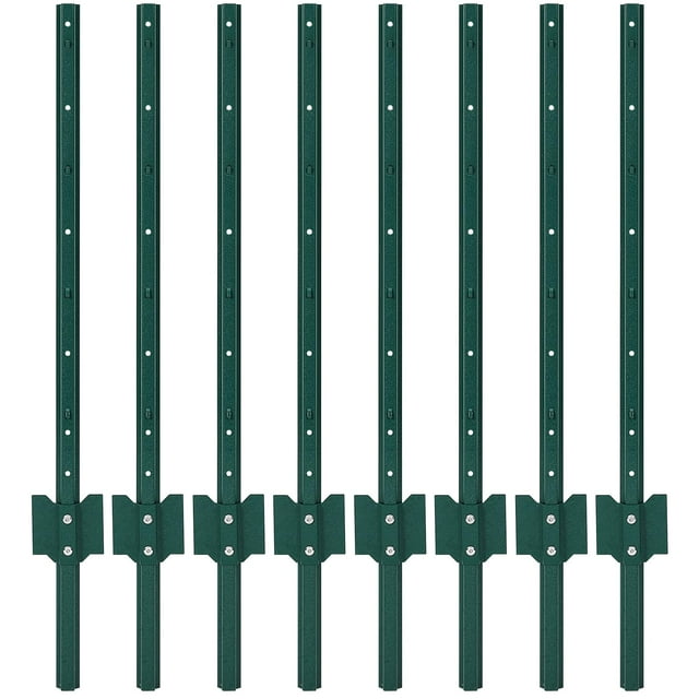 Fence Posts, 3/4/5/6/7FT Sturdy Duty Metal Fence Post, No Dig Garden U Post for Wire Fencing Steel Post for Yard, Outdoor Wire