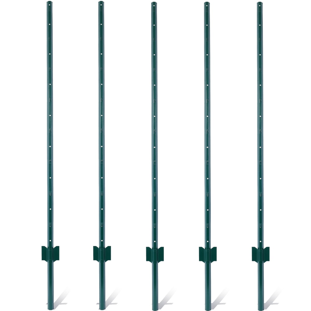 Green 3-Foot Powder Coated Steel Garden Fence Posts, 10-Pack