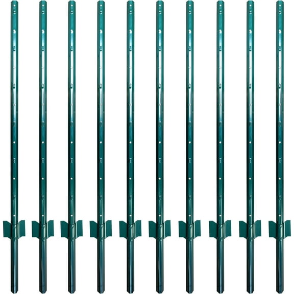 Fence Posts 4 Feet Sturdy Duty Metal Fence Post, Pack of 10, No Dig Garden U Post for Wire Fencing Steel Post for Yard, Outdoor Wire