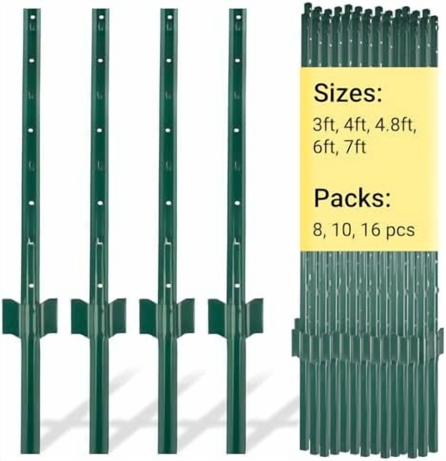 Fence Posts 4 Ft - 8 Pack, Heavy Duty Metal Fence Post, No Dig U Post ...