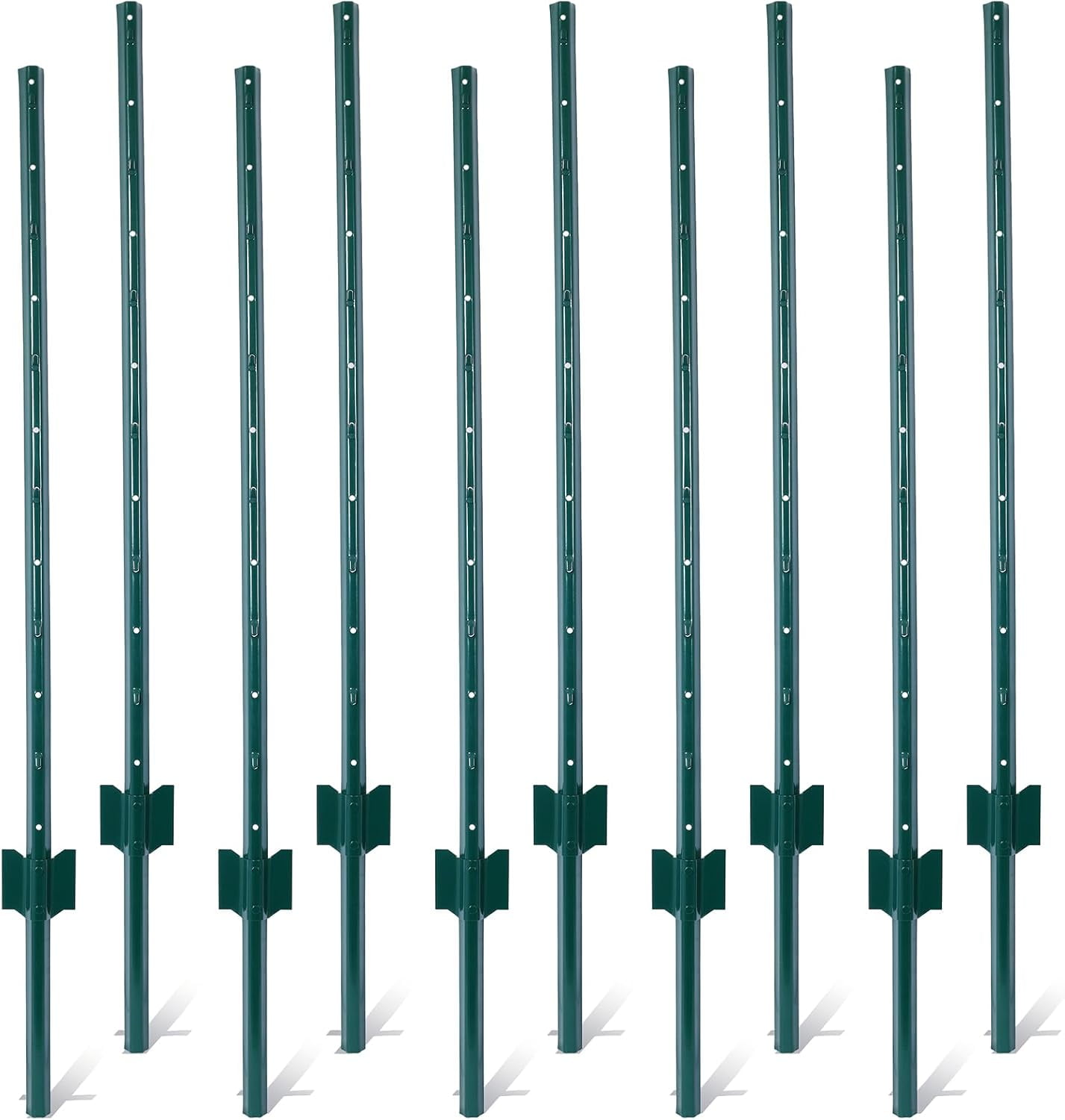 Fence Posts 5Feet 10Pack, Heavy Duty Metal Fence Post with UChannel