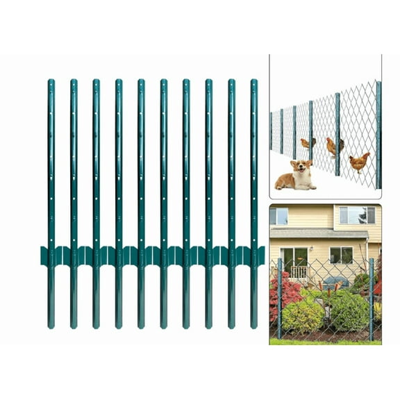 Fence Posts,Pack of 10, Metal Fence Poles U Post Sturdy Duty Fence Stakes Step in Post No Dig Fence Post for Garden  Yard