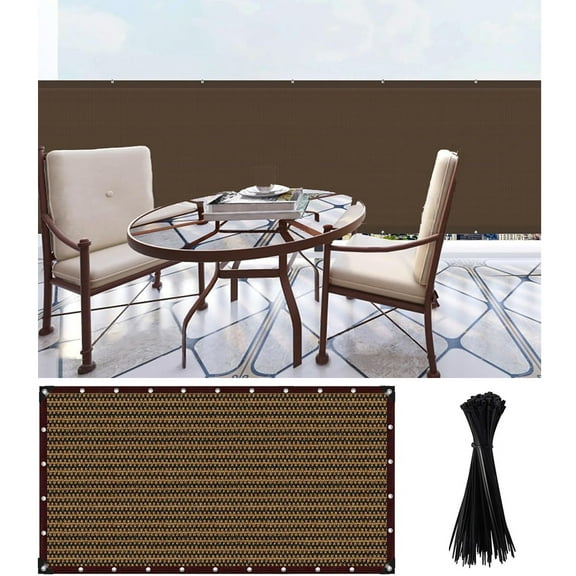 Fence Privacy Screen - 3'X10' Privacy Fence Screen Outdoor Shade Balcony Decor Included Cable Ties, Plastic Mesh Fence Panels Cover Porch Screen Balcony Covers for Apartments,Deck,Backyard(Brown)