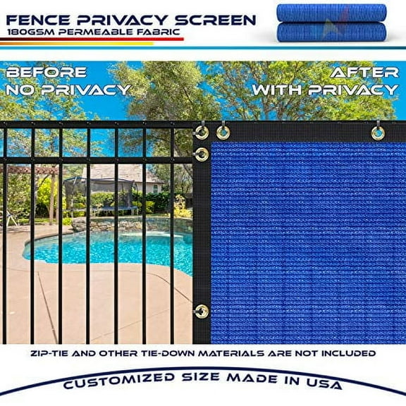 Fence Privacy Screen 3' x 2' Heavy Duty Windscreen Fencing Mesh Fabric Cover for Patio Garden Backyard Lawn Carport Pool Fence, Blue