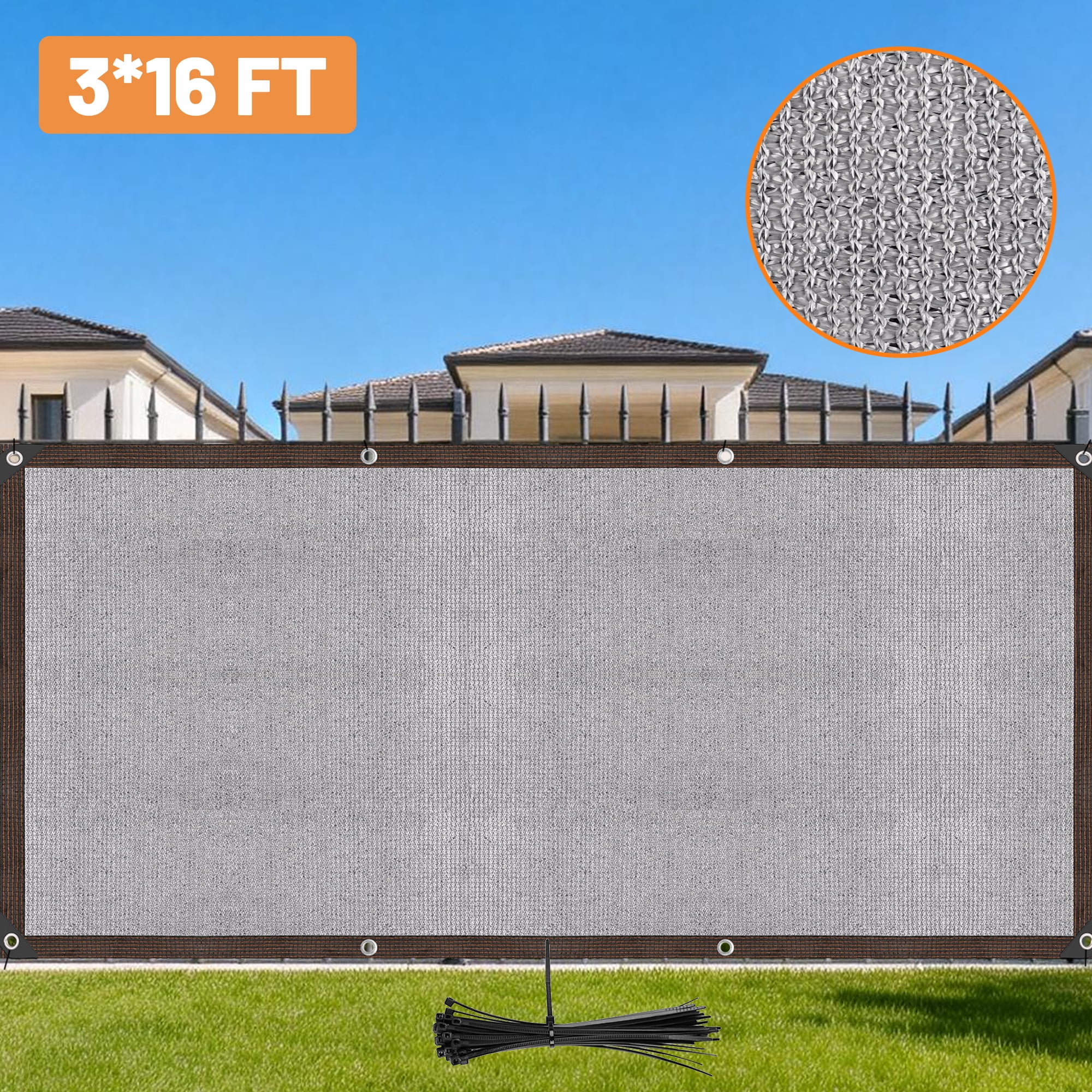 Windscreen Mesh Fence Privacy Screen, Qissep 3 x 16 ft Privacy Screen Fence,Outdoor ...