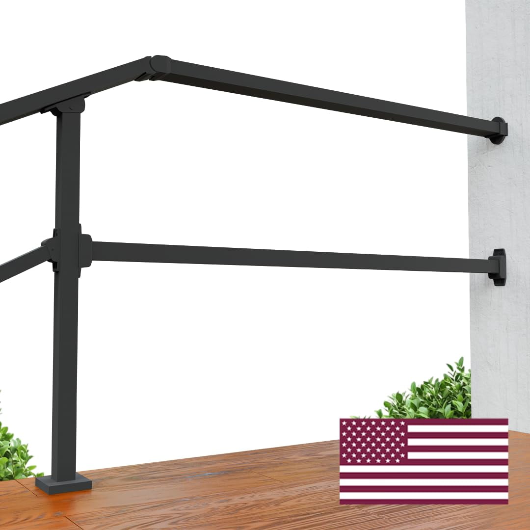 Fence & Rail Hand Rails for Outdoor Steps Extension, 4ft Rectangular Handrail Extension to Wall, Handrails for Step Landings Ideal for Porch, Deck, & Stair Railing Indoor & Outdoor