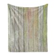 thumbnail image 1 of Fence Soft Flannel Fleece Throw Blanket, Old Painted Hardwood Planks Vintage Weathered Grunge Toned Garden Background, Cozy Plush for Indoor and Outdoor Use, 60" x 80", Pale Sage Green, by Ambesonne, 1 of 6