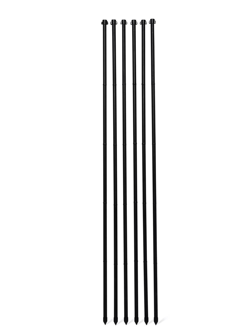 Black Polyethylene-Coated Steel Garden Fence Stakes Set of 6