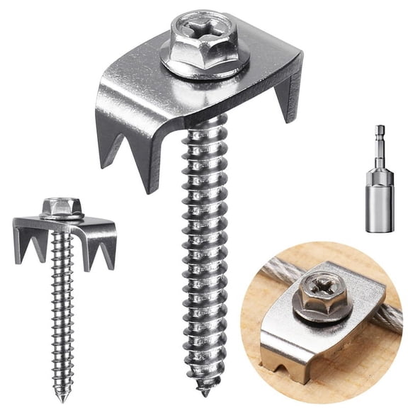 Fence Staples,Fence Nails for Softwood, Reusable Wire Staples Screws Mesh & Woven Fencing, 50Fence Fasteners