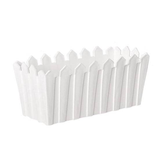 Fence-Style White Plastic Planter Box, Multi-Size PP Material Flower Pot for Indoor Outdoor Plants and Herbs, Minimalist Design Rectangular Garden Planter