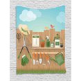 thumbnail image 1 of Fence Tapestry, Gardening Tools Hanging on Wooden Planks Birds Hobby Recreation Shovel Gloves Flowers, Wall Hanging for Bedroom Living Room Dorm Decor, 60W X 80L Inches, Multicolor, by Ambesonne, 1 of 2