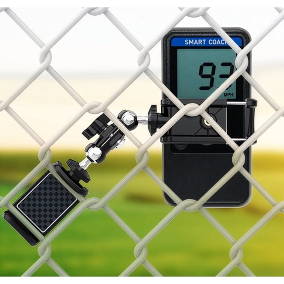 Fence or Tripod Mount for Smart Coach Pocket Radar, Phone, Mevo Start, Go Pro, Powerbank, etc - Dual Holders - Accessory for Baseball/Softball Livestream/Recording/Speed Tracking, etc