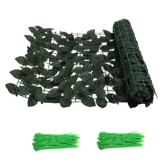 Fence Wall Decoration Artificial Can Stretch Privacy Fence Screen Plant Leaves, Suitable for Home, Garden,200 x cable ties (15cm) 1 x artificial fence,green