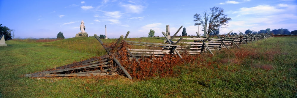 Fence at Gettysburg National Military Park Gettysburg Pennsylvania USA Canvas Art - Panoramic Images (6 x 18)