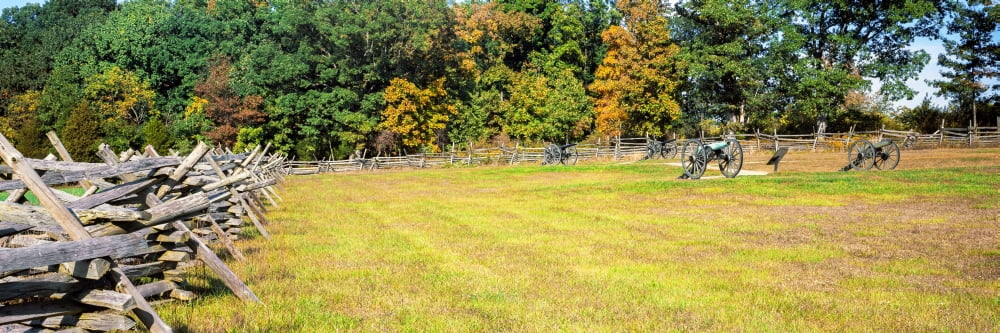 Fence at Gettysburg National Military Park Gettysburg Pennsylvania USA Canvas Art - Panoramic Images (6 x 18)