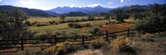 Fence in a field State Highway 62 Ridgway Colorado USA Canvas Art - Panoramic Images (36 x 12)
