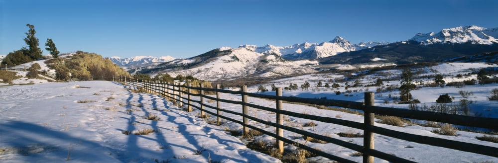 Fence on a landscape Telluride Colorado USA Canvas Art - Panoramic Images (27 x 9)
