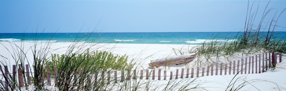 Fence on the beach Bon Secour National Wildlife Refuge Gulf of Mexico Bon Secour Baldwin County Alabama USA Canvas Art - Panoramic Images (27 x 9)