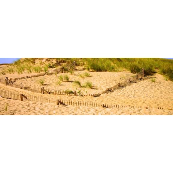 Fence on the beach Cape Cod Massachusetts USA Canvas Art - Panoramic Images (6 x 18)