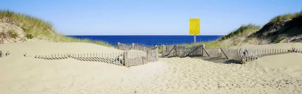 Fence on the beach Cape Cod Massachusetts USA Canvas Art - Panoramic Images (6 x 18)