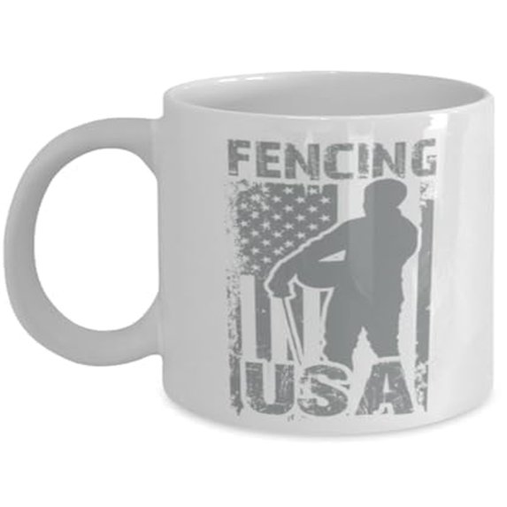 Fencer 11 oz Coffee Mug - Cool Fencing Design White Ceramic Gift
