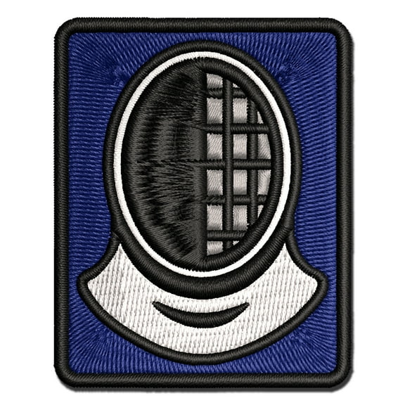 Fencer Fencing Mask Helmet Applique Multi-Color Embroidered Hook & Loop Patch - 2.0 Inch Mini