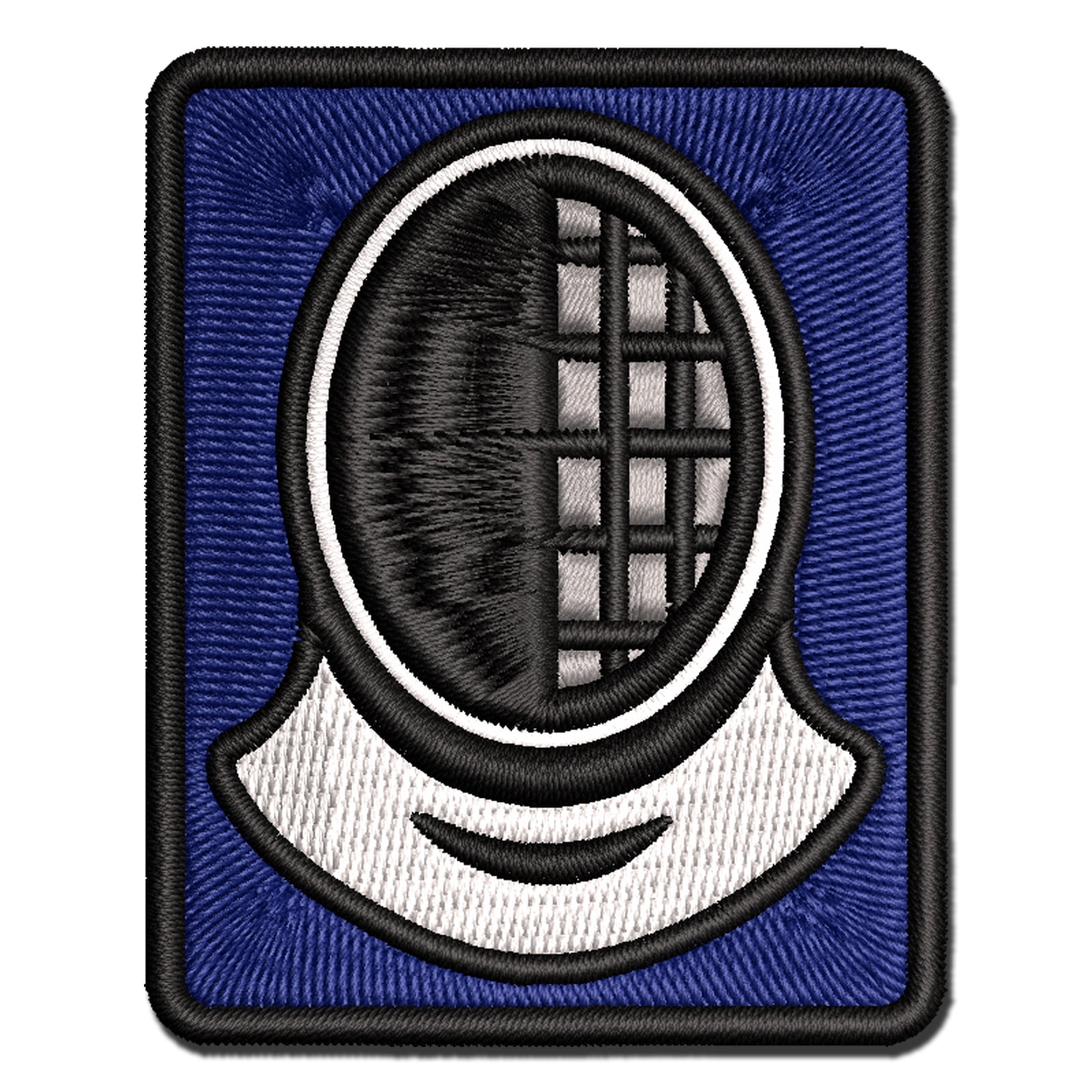 Fencer Fencing Mask Helmet Applique Multi-Color Embroidered Hook & Loop Patch - 3.5 Inch Large