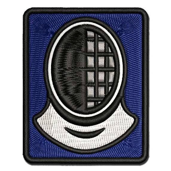 Fencer Fencing Mask Helmet Applique Multi-Color Embroidered Iron-On Patch - 3 Inch Medium