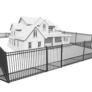 Fencer Wire 100FT Heavy Duty Flat Top Fence Barrier Kit, Anti-Rust Metal Steel Fence with 6FT Height X 8FT Width Panels, with Decorative Fence Gate, Posts, Connectors, Outdoor Fencing for Yard
