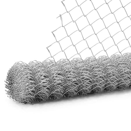 Fencer Wire 11.5 Gauge Galvanized Steel Chain Link Fence Fabric, Diamond Mesh Size 2-3/8 Inch, Galvanized Fencing Wire Roll for Home Improvement and Animals Enclosure (6ft. x 50ft.)