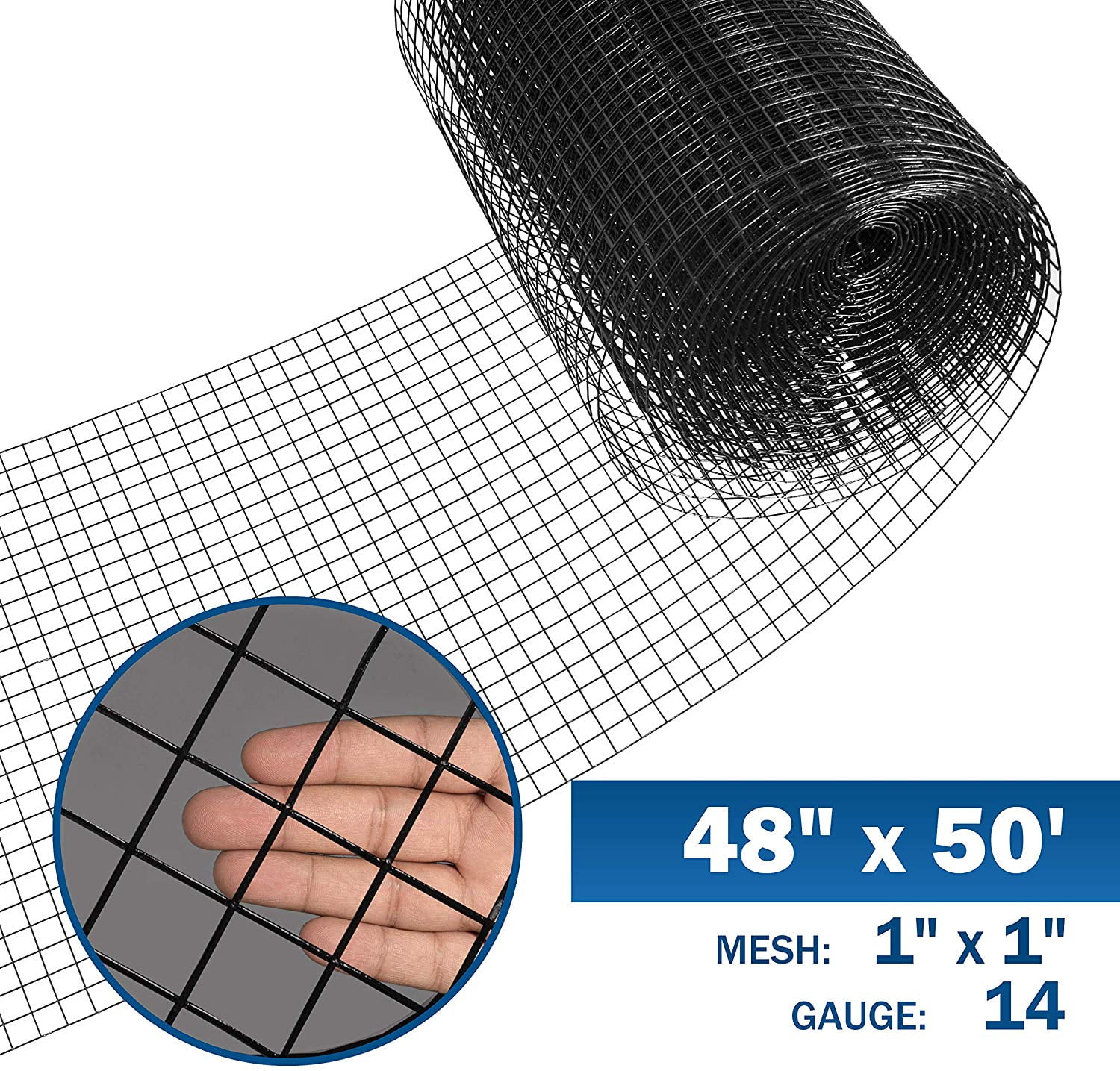 Fencer Wire 14 Gauge Black Vinyl Coated Welded Wire Mesh Size 1 inch by 1 inch (4 ft. x 50 ft.)