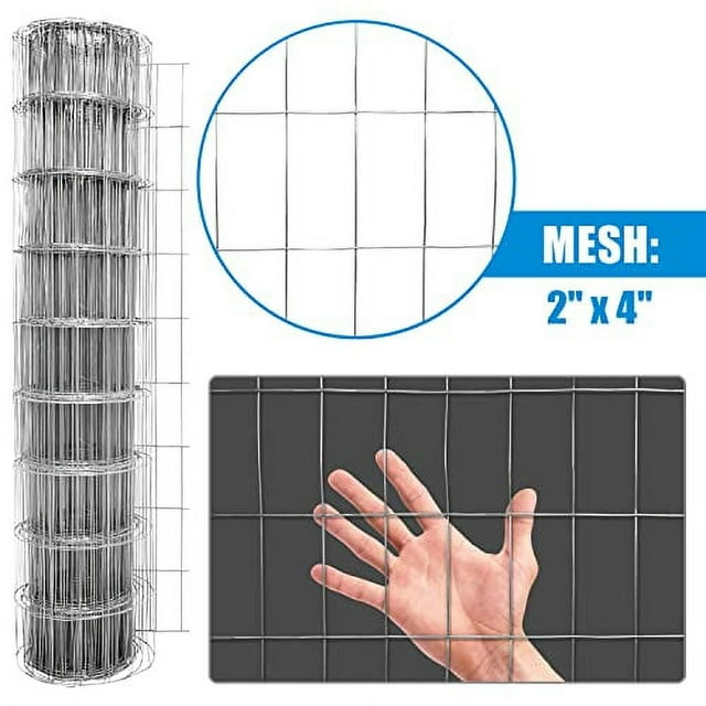 Fencer Wire 14 Gauge Galvanized Welded Wire Fence, 2" x 4" Mesh Opening for Vegetables, Garden