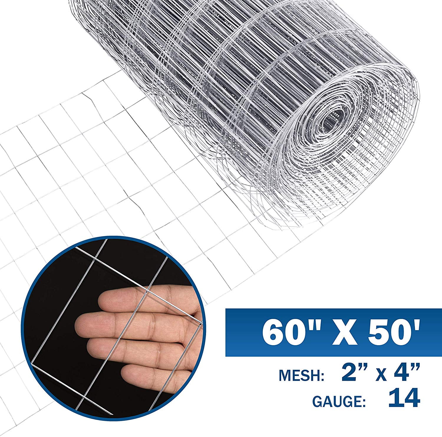 Galvanized Steel 14 Gauge Welded Wire Mesh Roll, 60" x 50'