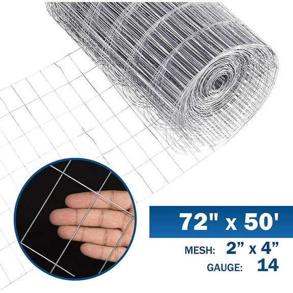 Fencer Wire 14 Gauge Galvanized Welded Wire Mesh Size 2 inch by 4 inch (6 ft. x 50 ft.)
