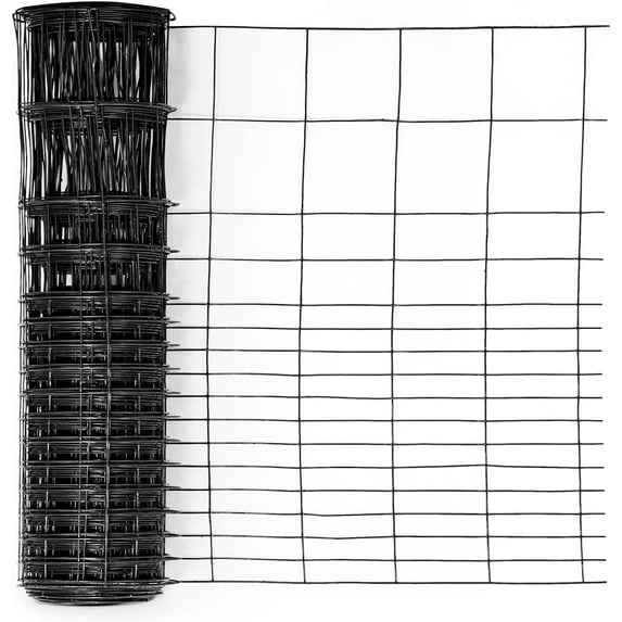 Fencer Wire 16 Gauge Black Vinyl Coated Rabbit Guard Fence, Poultry Fencing Wire Roll for Garden Yard Vegetable Plant, Protecting Against Rabbits, and Other Small Animals Damage (24 in. x 50 ft.)