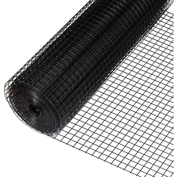 Fencer Wire 16 Gauge Black Vinyl Coated Welded Wire Mesh, 1” x 1” Mesh Size for Home and Garden Fence and Pet Enclosures Protect Chickens Rabbits and Farmed Animals