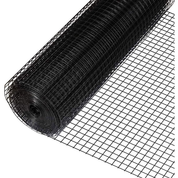 Fencer Wire 16 Gauge Black Vinyl Coated Welded Wire Mesh, 1” x 1” Mesh Size for Home and Garden Fence and Pet Enclosures Protect Chickens Rabbits and Farmed Animals
