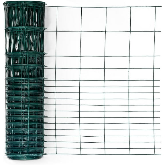Fencer Wire 16 Gauge Green Vinyl Coated Rabbit Guard Fence, Poultry Fencing Wire Roll for Garden Yard Vegetable Plant, Protecting Against Rabbits, and Other Small Animals Damage (24 in. x 50 ft.)