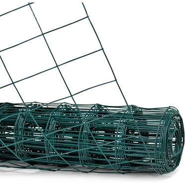 Fencer Wire Vinyl Coated 16 Gauge Welded Fence Wire Roll, Mesh Size 2-Inch x 3-Inch, Green Metal Garden Fencing Wire Grid Hardware Cloth, Multiple Use for Home Improvement