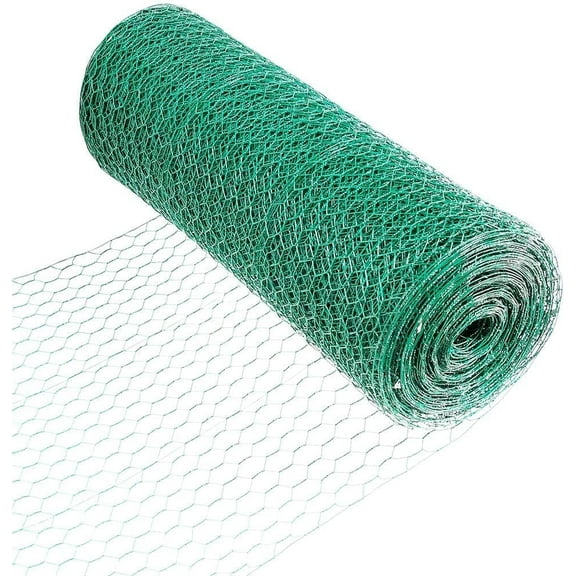 Fencer Wire 16 Gauge Vinyl Coated Hex/Poultry Netting Mesh 1.5" (3 ft. x 150 ft. Green)